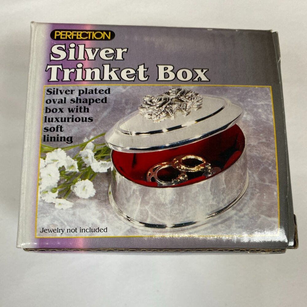 NWOT Perfection Silver Plated Oval Trinket Box